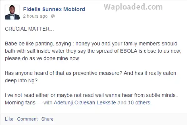 Bath With Hot Water Mixed With Salt - Ebola Scare